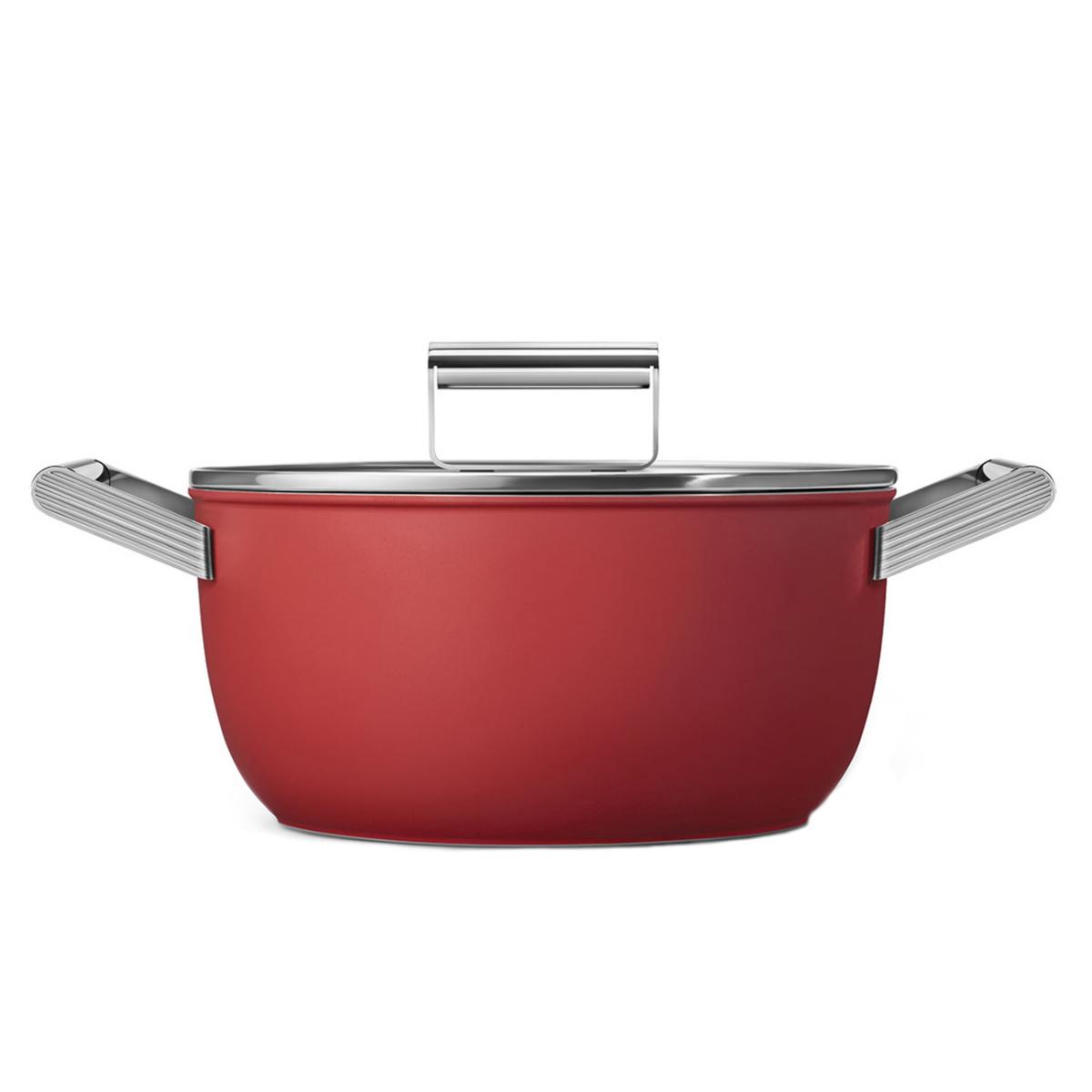 Smeg Cookware 50'S Style Cam Kapaklı 24 cm Alüminyum Derin Tencere