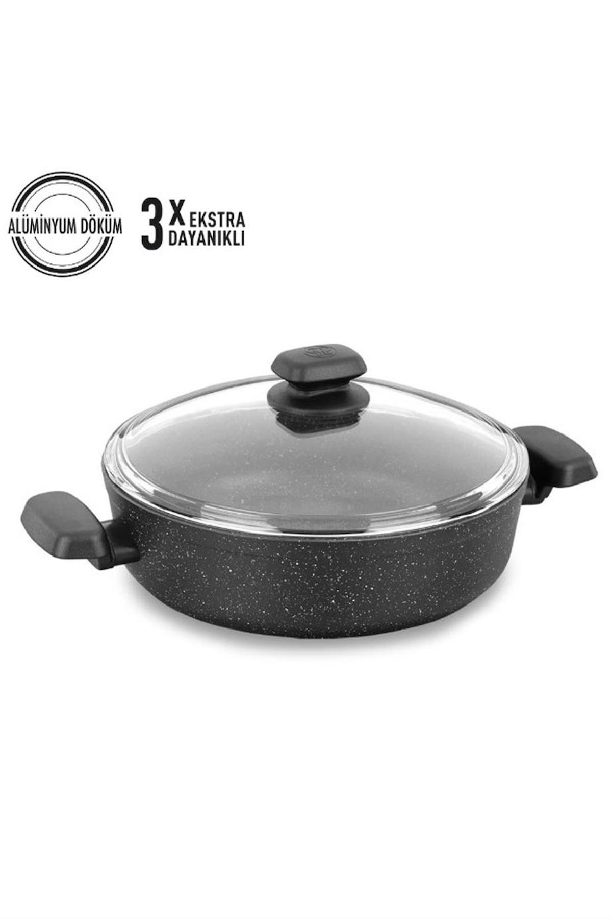 Korkmaz Ornella 24x6.5 cm Granit Kısa Tencere