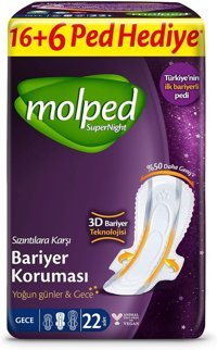 Molped SuperNight İnce 22'li Hijyenik Ped 1 Adet