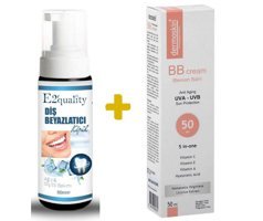 Dermoskin 5 in One Tüm Ciltler İçin Işıltılı BB Krem Orta Ton+E2'quality Diş Beyazlatıcı Köpük