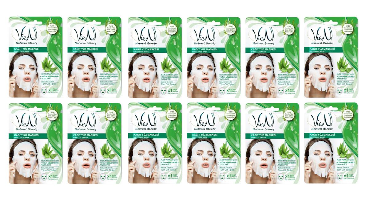 Viens Garden Aloe Veralı Nemlendirici Kağıt Yüz Maskesi 12 Adet