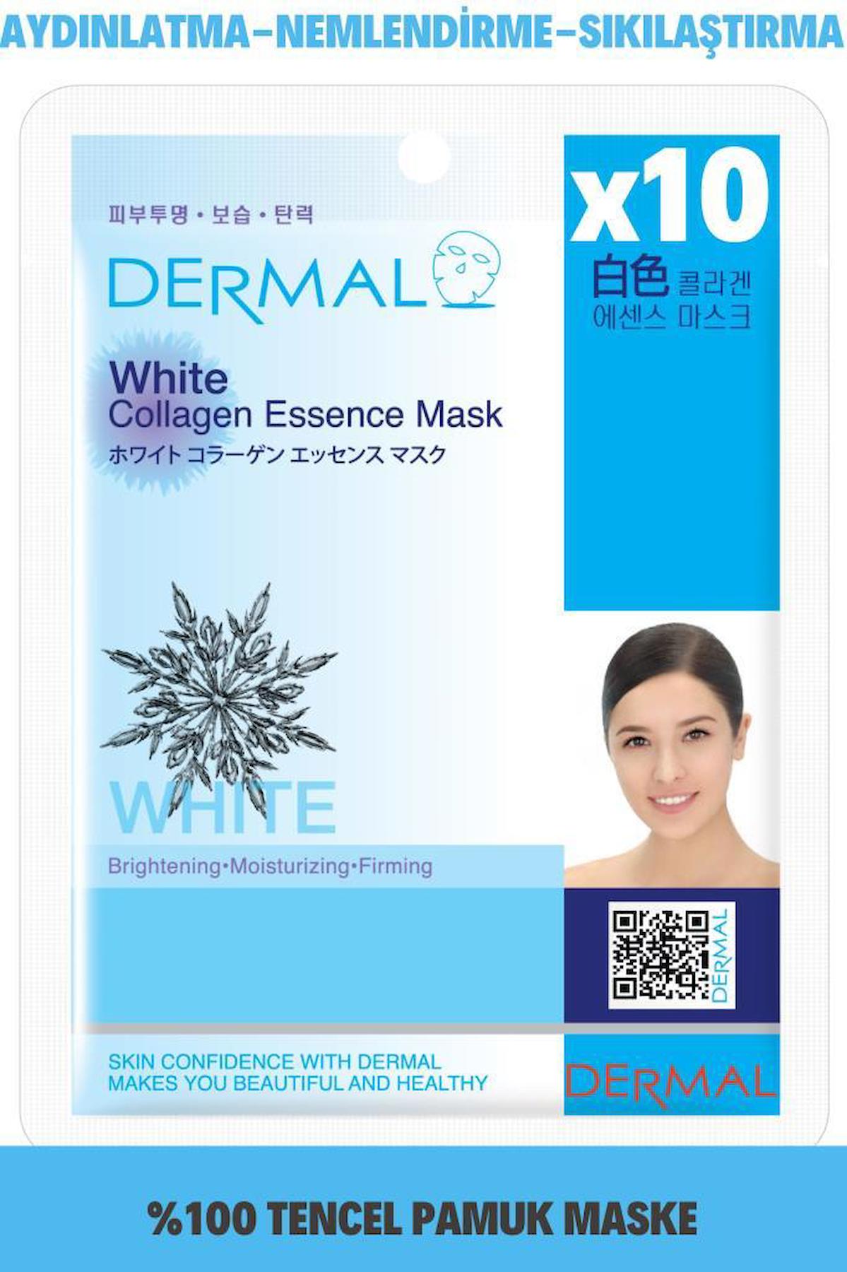 Dermal Collagen Essence Beyaz Kolajen Kağıt Yüz Maskesi 10 Adet
