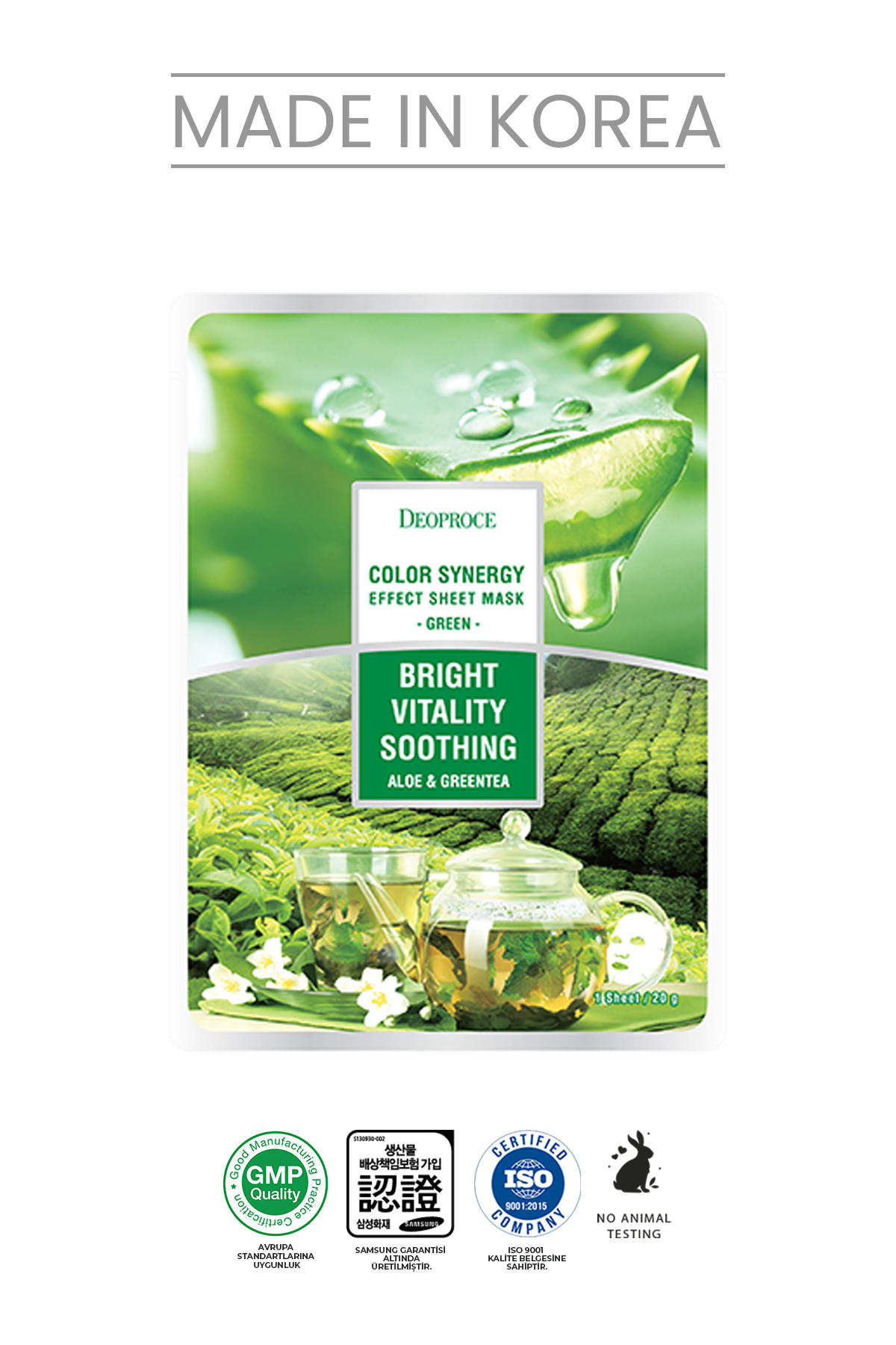 Deoproce Color Synergy Effect Sheet Aloe Veralı Kağıt Yüz Maskesi 20 gr