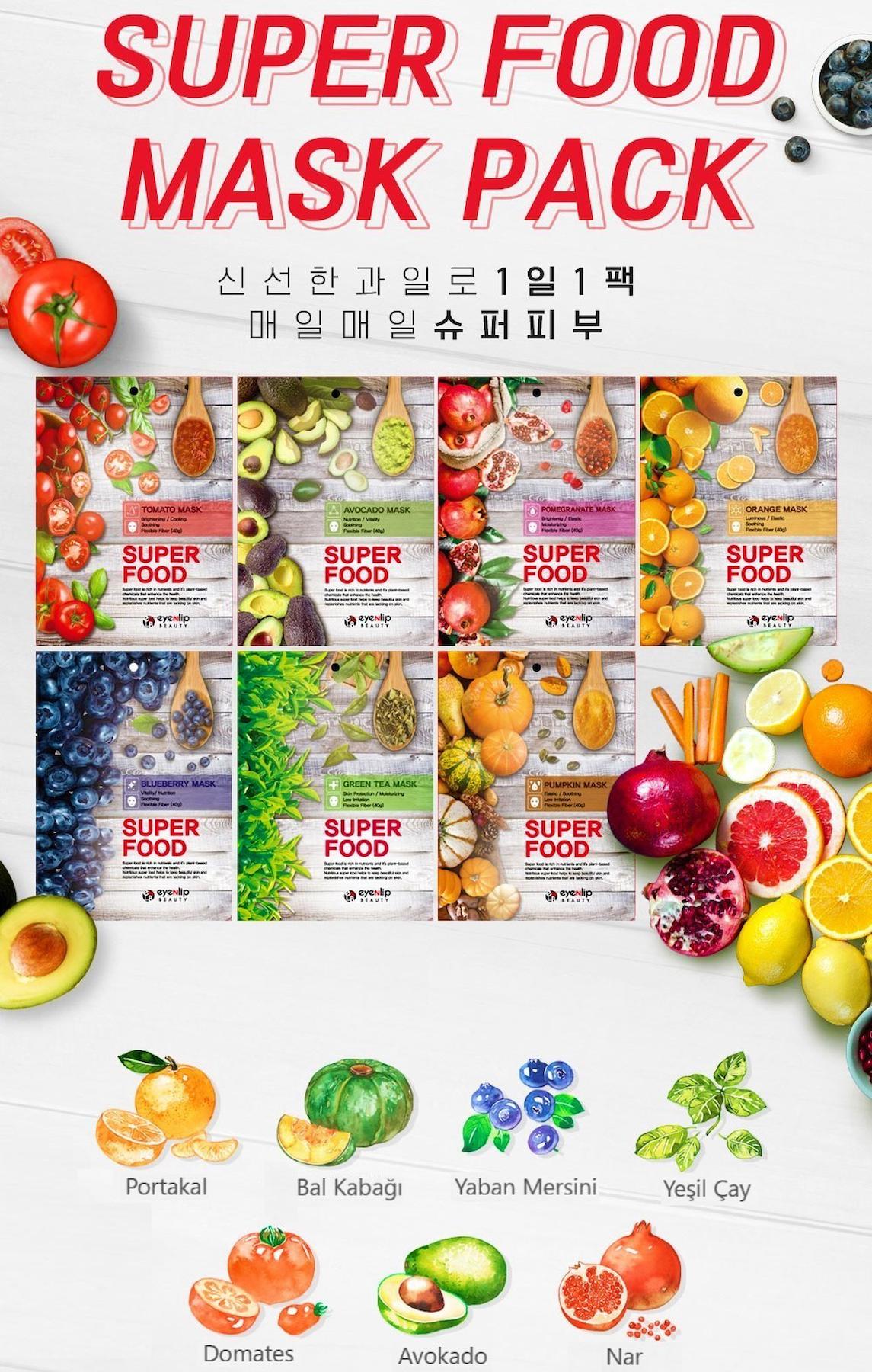 Eyenlip Beauty Super Food Kağıt Yüz Maskesi 1 Adet