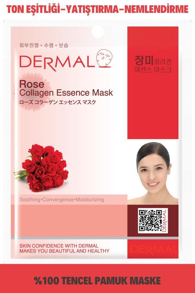 Dermal Collagen Essence Gül Özlü Nemlendirici Kağıt Yüz Maskesi 23 gr