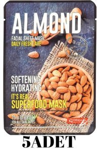 Dermal It's Real Superfood Badem Nemlendirici Kağıt Yüz Maskesi 5 Adet