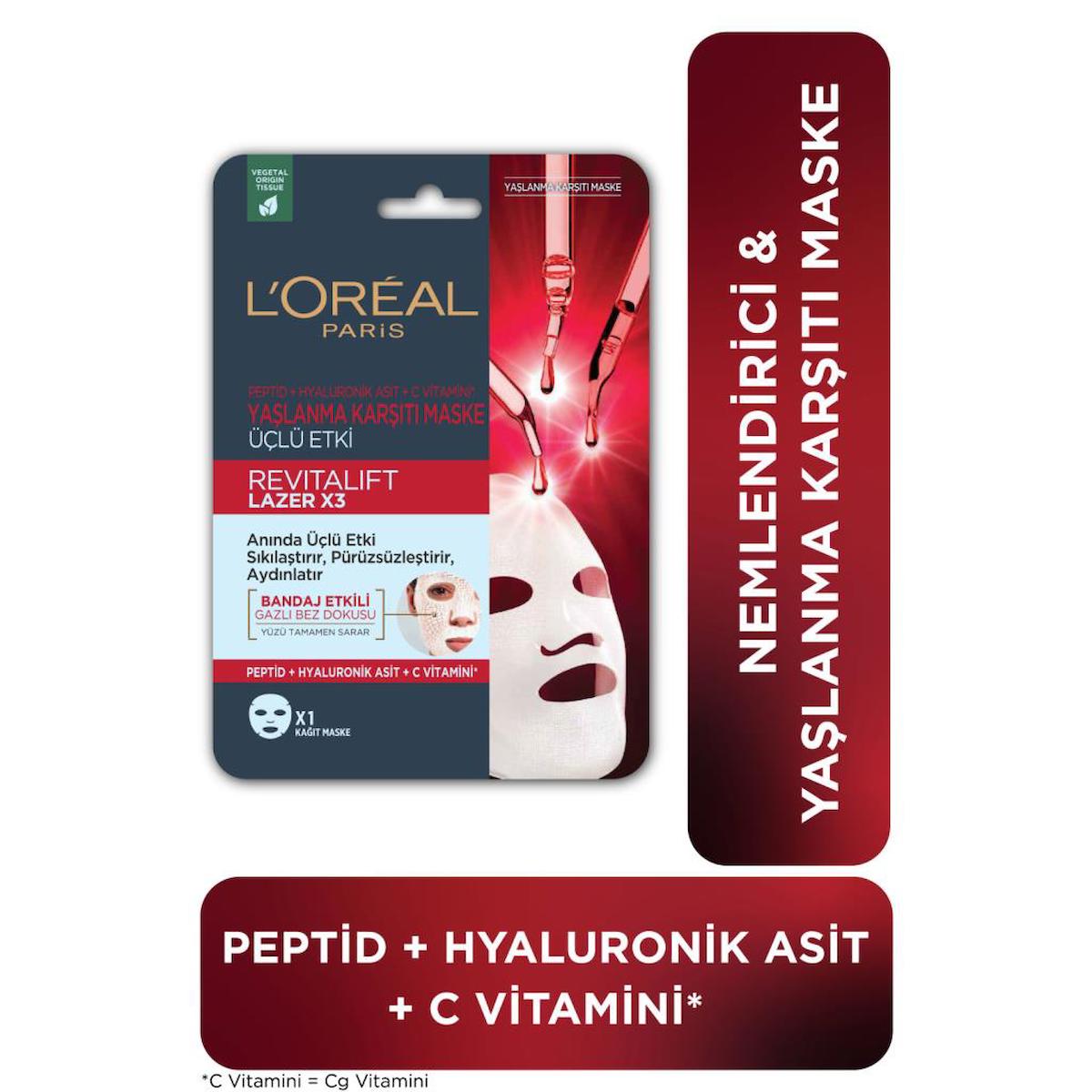 L'Oréal Paris Revitalift Lazer Kağıt Yüz Maskesi 1 Adet