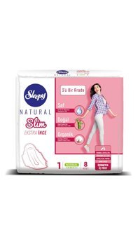 Sleepy Natural Slim Ekstra Organik İnce 8'li Hijyenik Ped 1 Adet