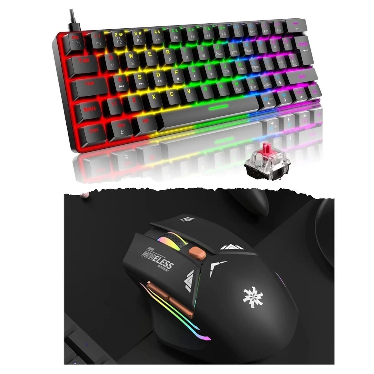 Blic T60 Türkçe RGB 88 Tuşlu Red Switch Kablosuz Siyah Mekanik Klavye