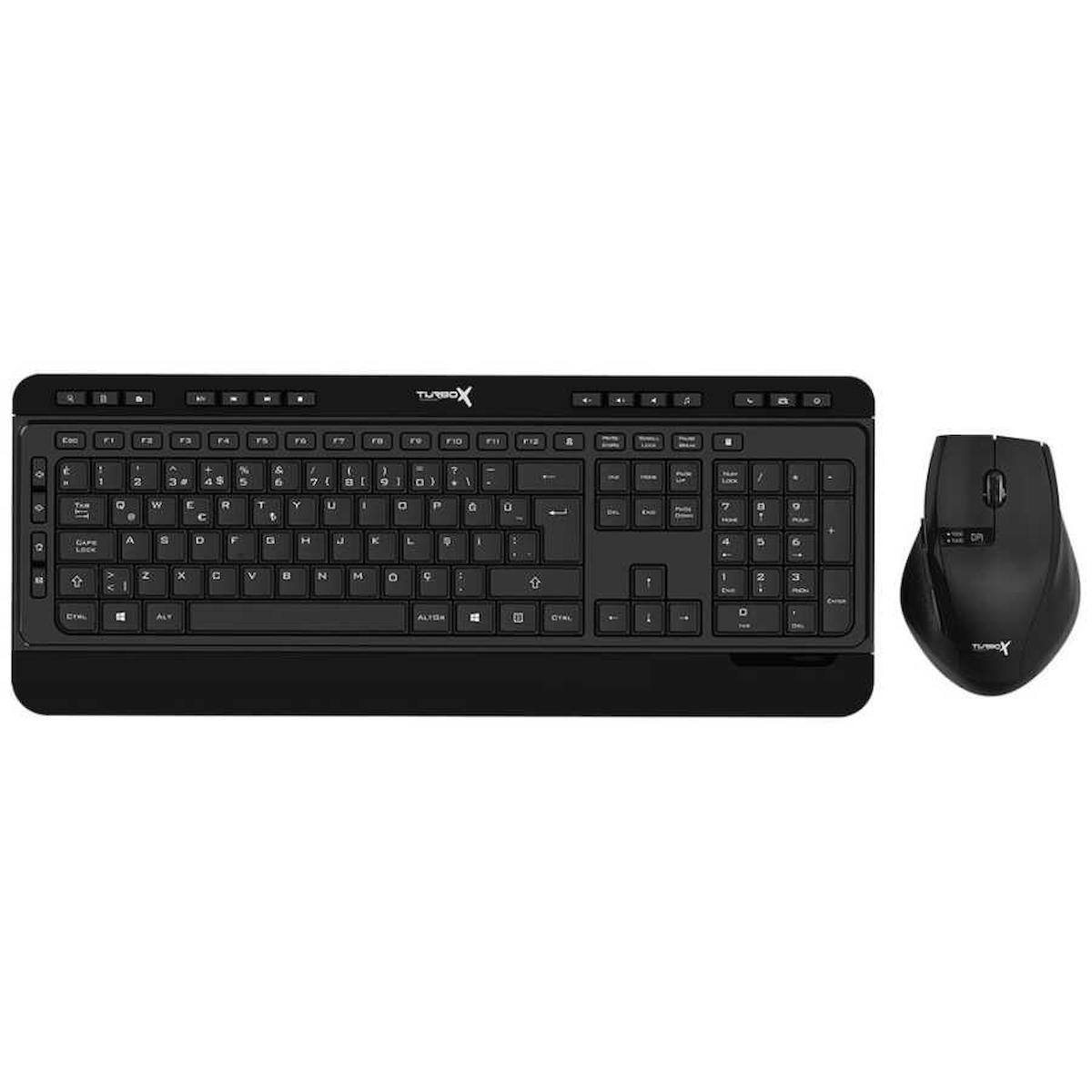 Turbox KB-2900 Türkçe 105 Tuşlu Kablosuz Siyah Bilek Destekli Normal Klavye