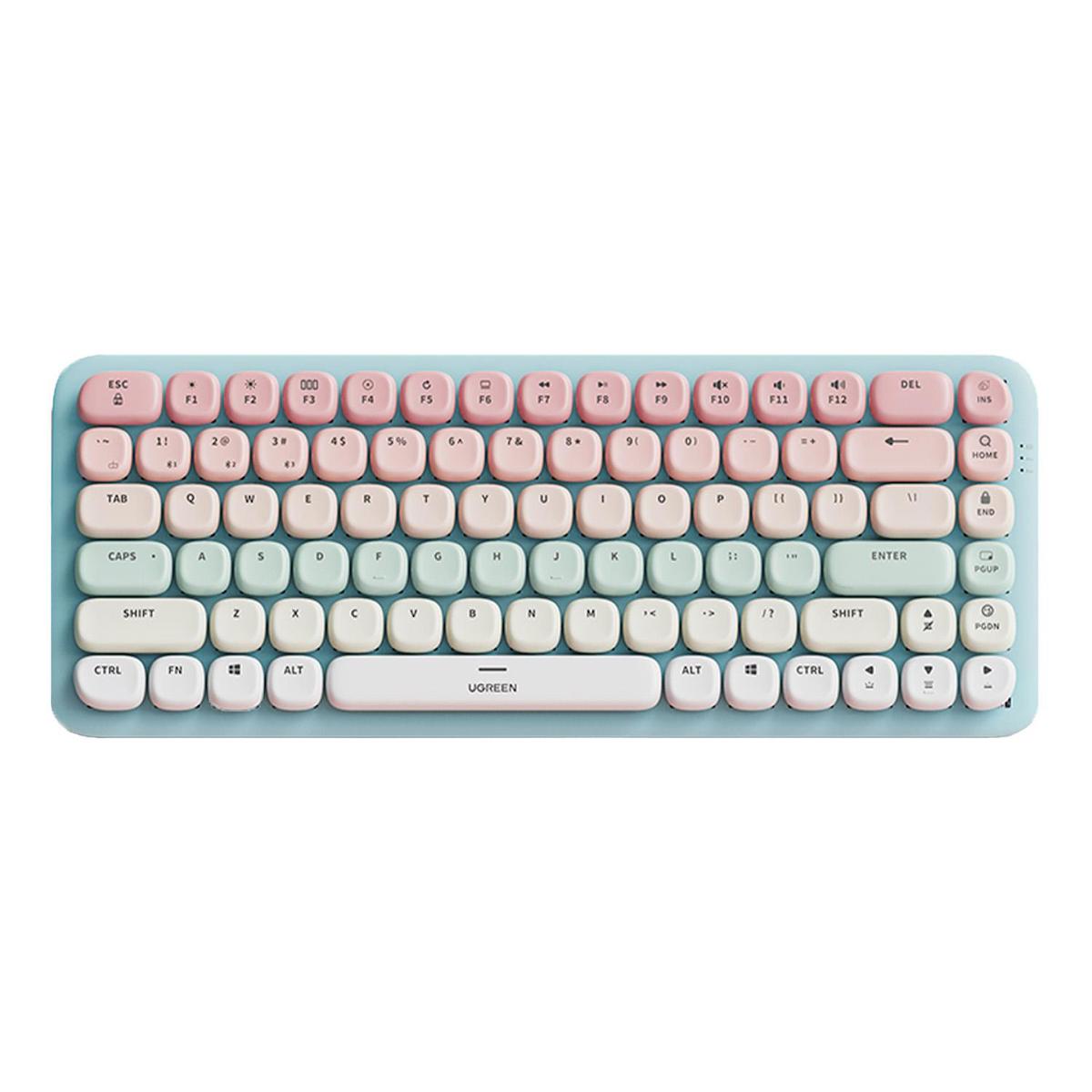 Ugreen KU003 Türkçe Q 82 Tuşlu Brown Switch Kablosuz Pembe Mekanik Klavye