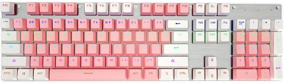 Coverzone Türkçe RGB 104 Tuşlu Blue Switch Kablolu Beyaz Mekanik Gaming Klavye