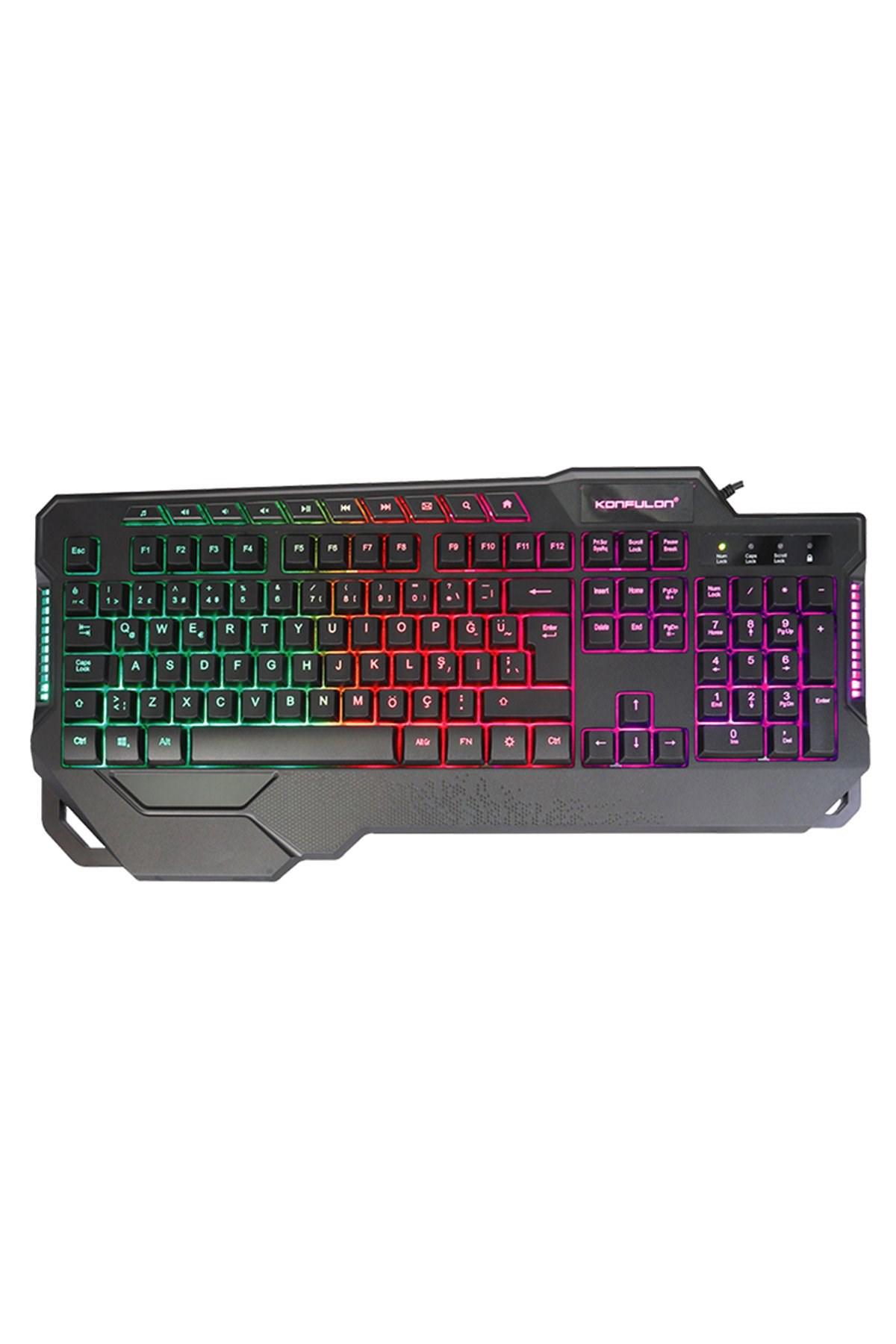 Konfulon MK80 Türkçe Q RGB 102 Tuşlu Kablolu Siyah Mekanik Hisli Klavye
