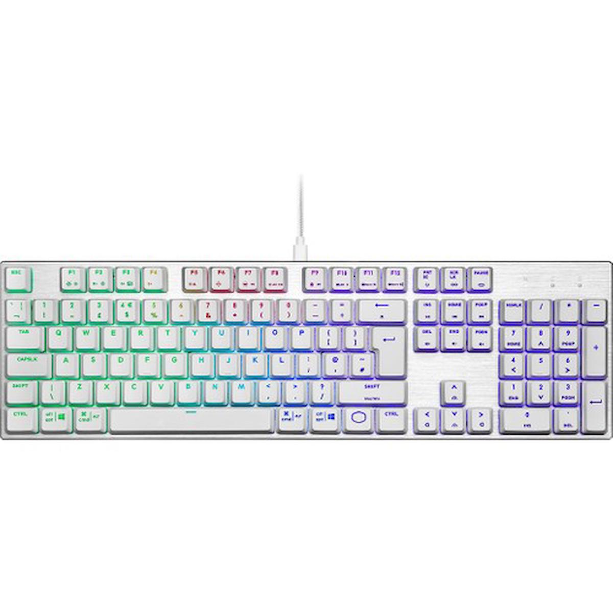 Cooler Master SK652 Türkçe Q RGB 105 Tuşlu Red Switch Kablolu Beyaz Mekanik Gaming Klavye