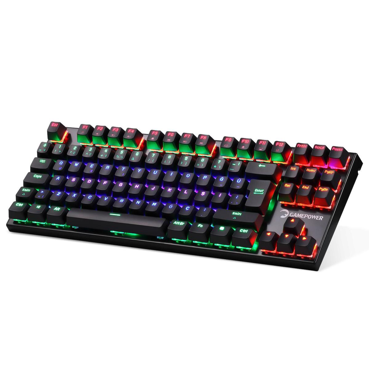 Gamepower Warlock Türkçe Q 108 Tuşlu Blue Switch Kablolu Siyah Mekanik Klavye