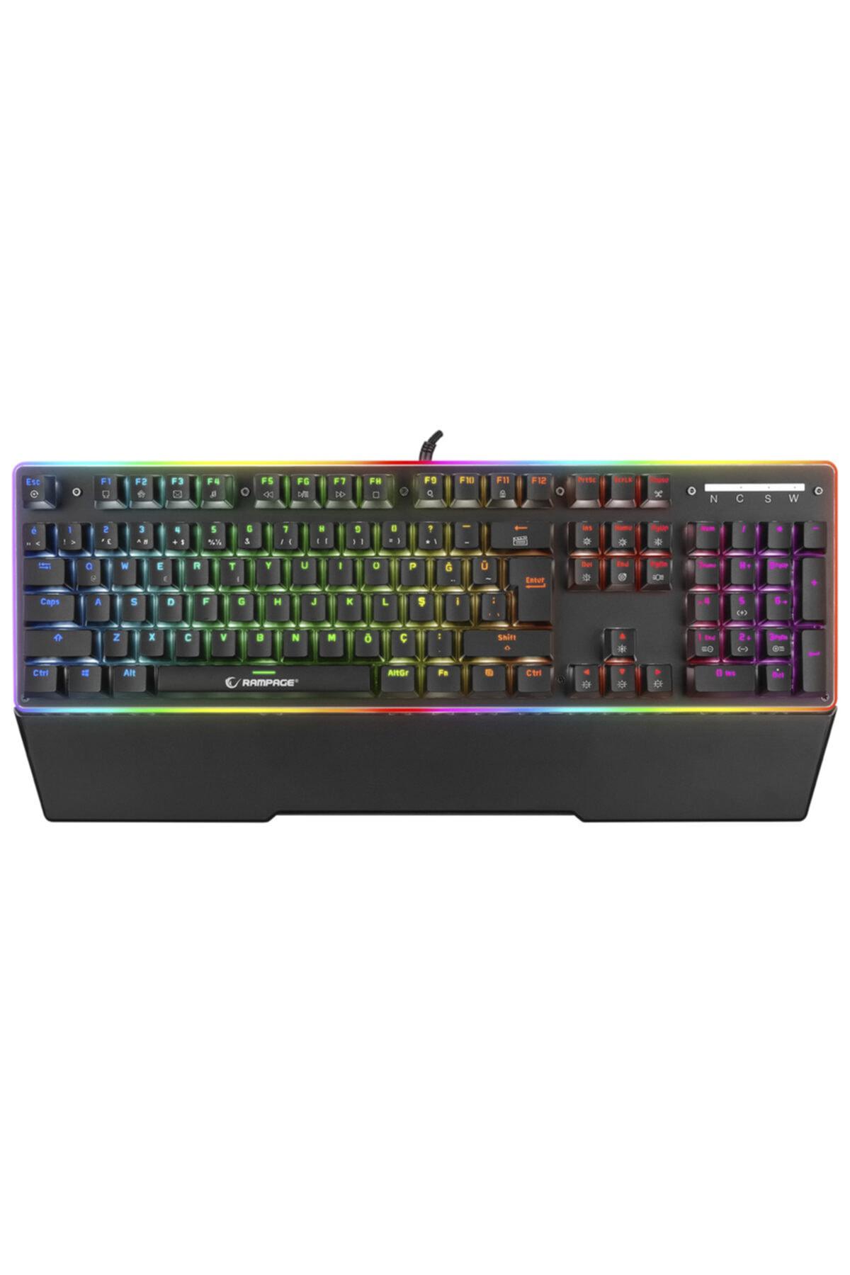 Rampage RMK-X1 Türkçe RGB 104 Tuşlu Red Switch Kablolu Siyah Mekanik Gaming Klavye