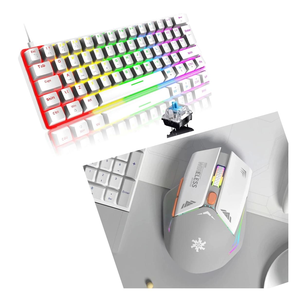 Blic Türkçe RGB 88 Tuşlu Blue Switch Kablosuz Beyaz Mekanik Klavye
