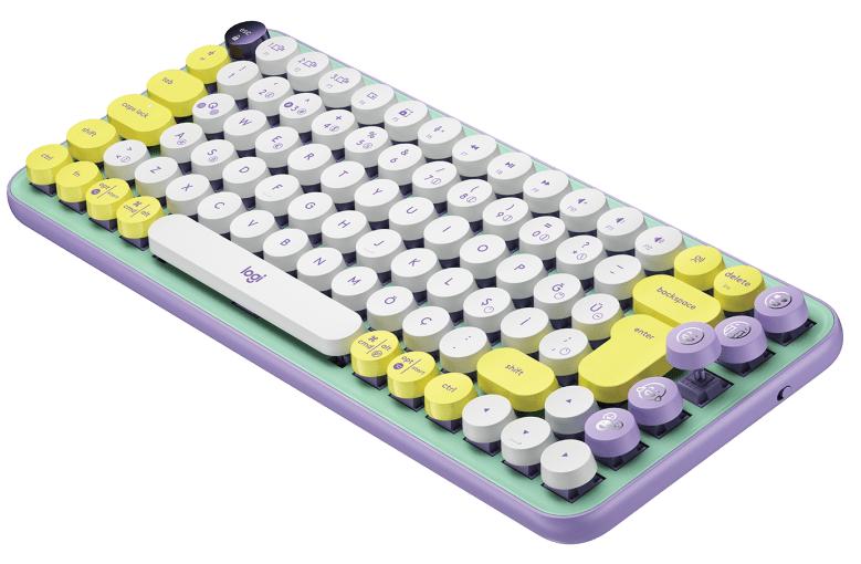 Logitech Türkçe 61 Tuşlu Kablosuz Lila Sarı Klavye