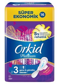 Orkid Platinum Süper Ekonomik Paket Gece 16'lı Hijyenik Ped 1 Adet