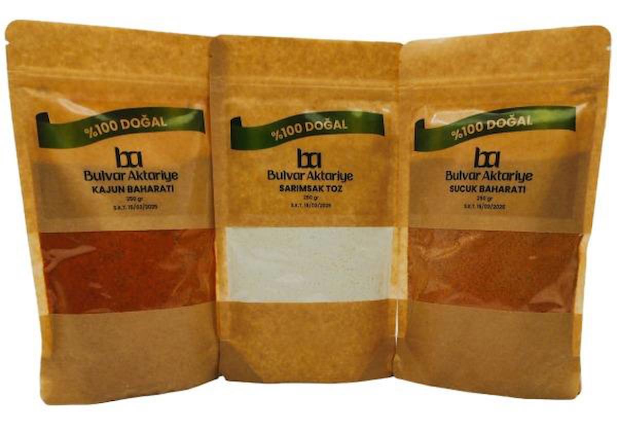 Bulvar Aktar Vegan Toz Baharat Seti 3 x 250 gr