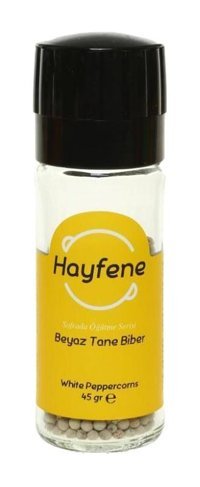 Hayfene Vegan Beyaz Biber Tane 45 gr Değirmenli