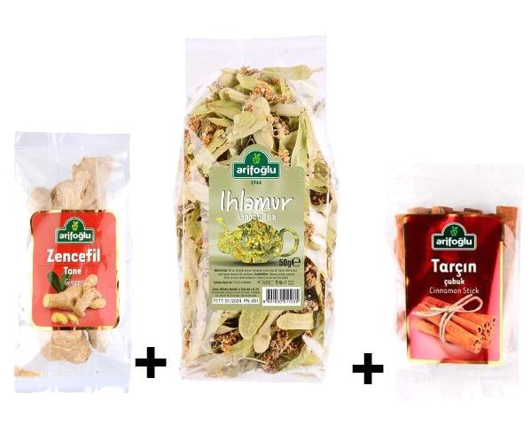 Arifoğlu Doğal Zencefil + Ihlamur + Tarçın Toz 50 gr