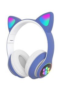 Fuchsia Işıklı Kulak Üstü Bluetooth Kulaklık Mavi