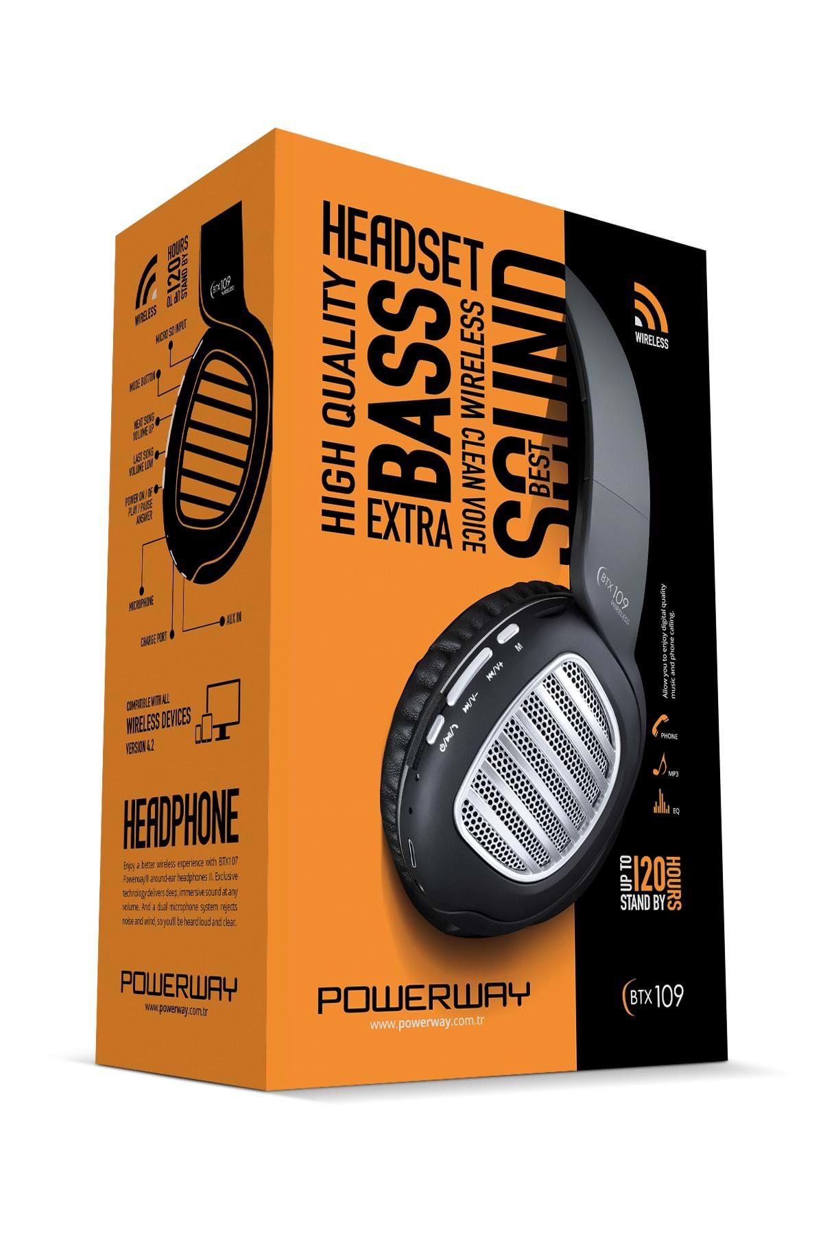 Powerway BTX109 4.2 Kulak Üstü Bluetooth Kulaklık Siyah