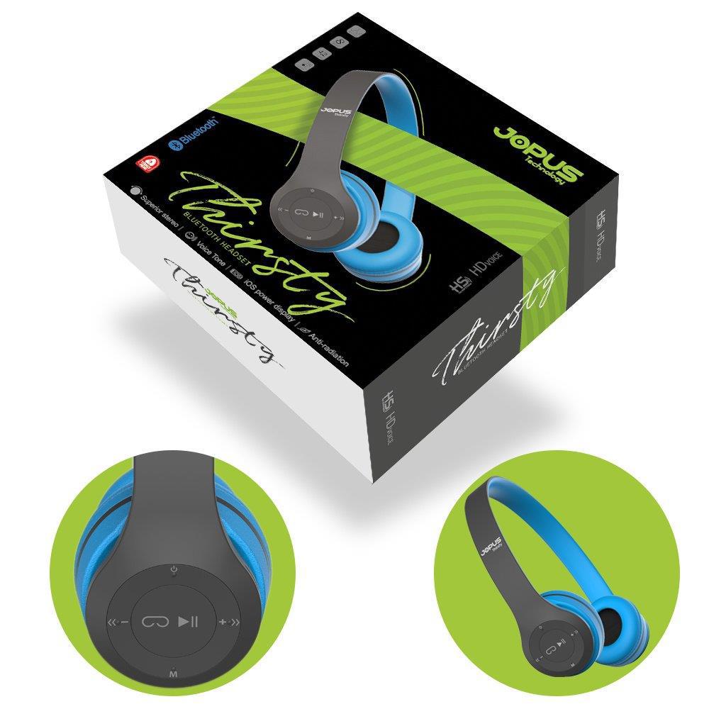 Jopus JO-BH05 Kulak Üstü Bluetooth Kulaklık Mavi