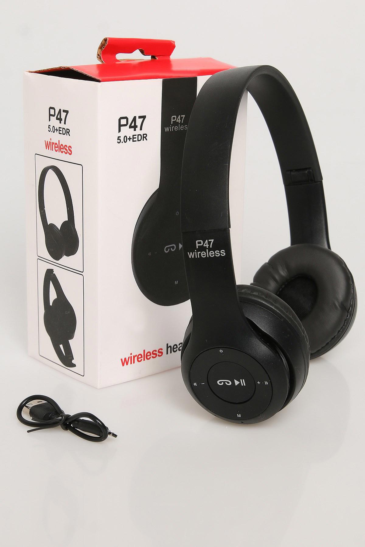 Technowell P47 5.0 Kablosuz Kulak Üstü Bluetooth Kulaklık Siyah