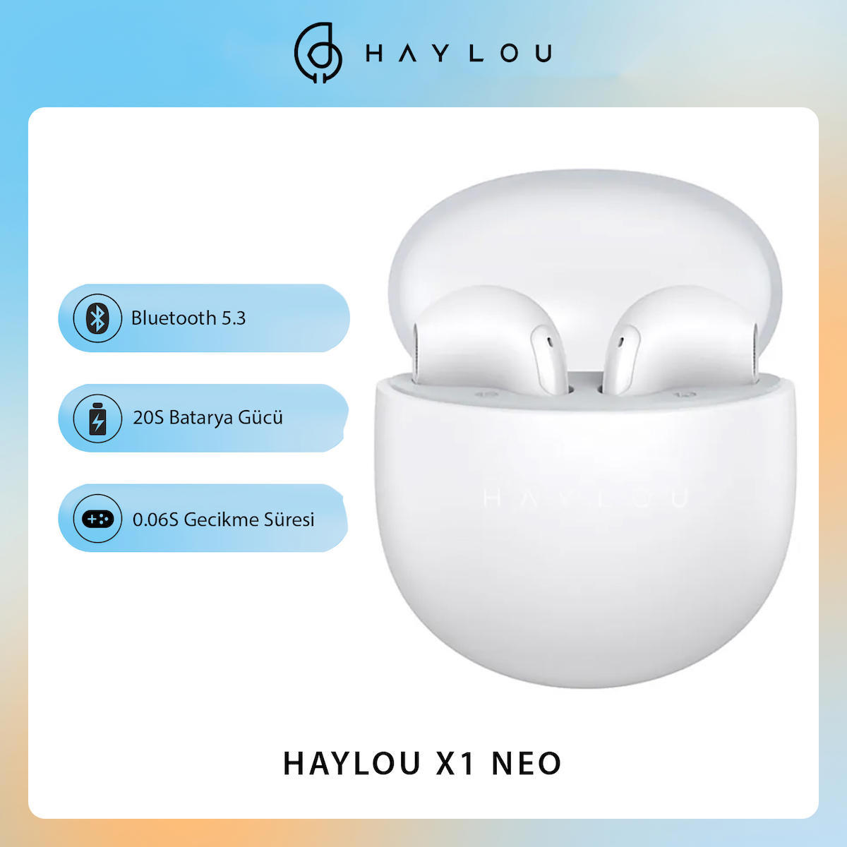 Haylou X1 Neo 5.3 Kablosuz Kulak İçi Bluetooth Kulaklık Beyaz