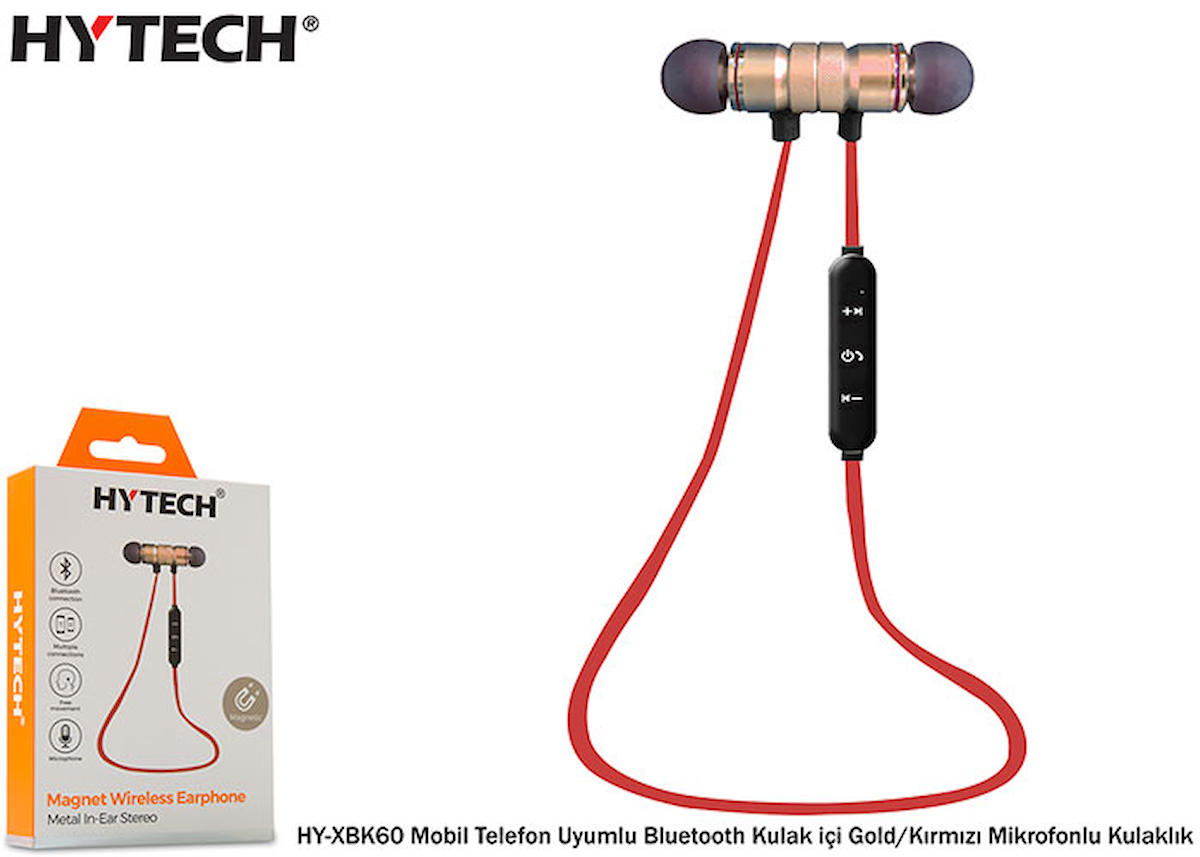 Hytech HY-XBK60 Kulak İçi Bluetooth Kulaklık Kırmızı
