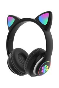 Fuchsia Tavşan Işıklı Kulak Üstü Bluetooth Kulaklık Siyah
