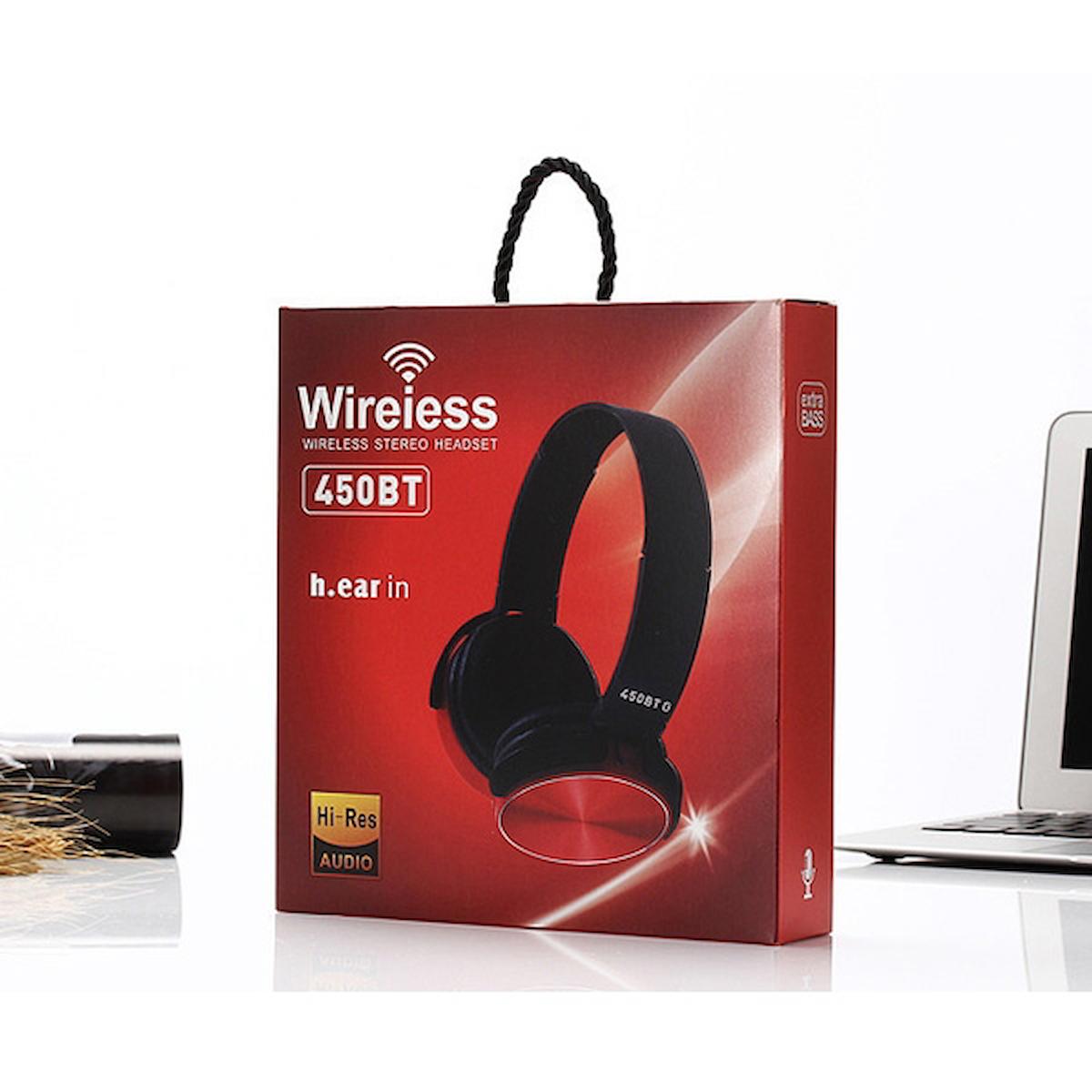 Ally 450 BT 5.0 Kablosuz Kulak Üstü Bluetooth Kulaklık Kırmızı