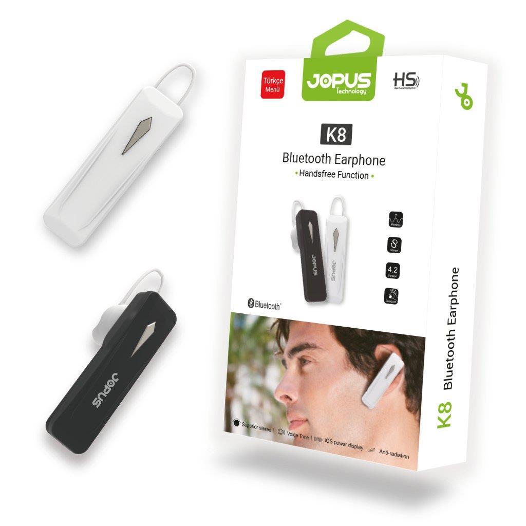 Jopus K8 Kulak İçi Bluetooth Kulaklık Beyaz