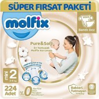 Molfix Pure Soft 2 Numara Bantlı Bebek Bezi 2x112 Adet