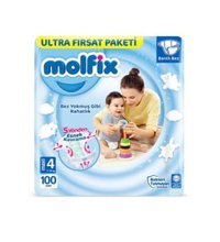 Molfix 5 Yönden Esnek Kavrama 4 Numara Bantlı Bebek Bezi 100 Adet