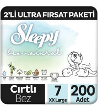 Sleepy Bio Natural 7 Numara Organik Cırtlı Bebek Bezi 2x200 Adet