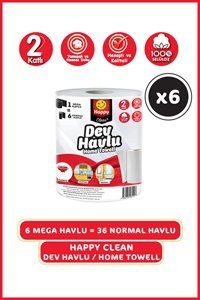 Happy Clean Dev 2 Katlı 6'lı Rulo Kağıt Havlu