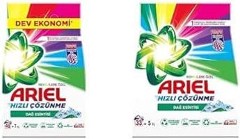 Ariel Aqua Pudra Dağ Esintisi Renkliler İçin 79 Yıkama Toz Deterjan 12 kg