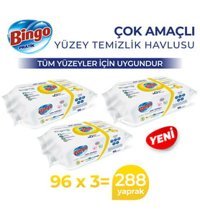 Bingo PratikLimon Kokulu 96 Yaprak 3'lü Paket Yüzey Temizleme Mendili