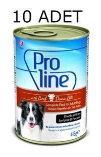 Pro Line Dana Etli Yetişkin Yaş Köpek Maması 415 gr 10'lu