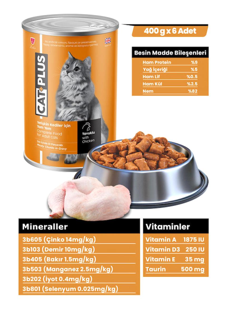 Lider CatPlus Tavuk Yetişkin Yaş Kedi Maması 6x400 gr