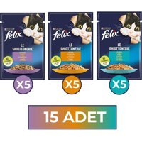 Felix Karışık Kuzu Etli-Tavuk-Ton Balıklı Yetişkin Yaş Kedi Maması 85 gr
