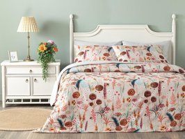 English Home Spring Time Dijital Baskılı Soft Cotton Çift Kişilik Nevresim Takımı Bej