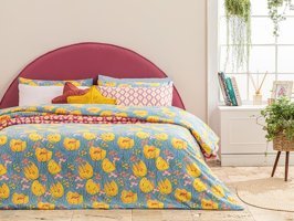 English Home Tulip Paradise Kolay Ütülenir Çift Kişilik Nevresim Mavi