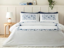 English Home Flower Chain Baskılı Soft Cotton Tek Kişilik Nevresim Takımı Lacivert