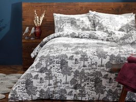 English Home Winter Forest Flanel Tek Kişilik Nevresim Takımı Gri