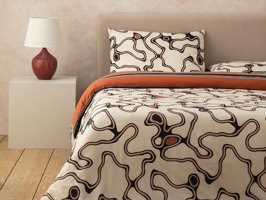 English Home Abstract Art Baskılı Soft Cotton Tek Kişilik Nevresim Seti Bej