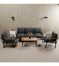 Mb Garden Furnıture Simetri Metal 5'li Bahçe Koltuğu Koyu Gri